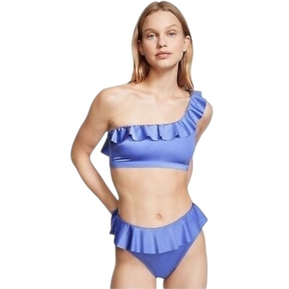 VICTORIA’S SECRET Swim 2 Pieces Bikini Lavender Ruffle One Shoulder Size L - NWT - Picture 1 of 10